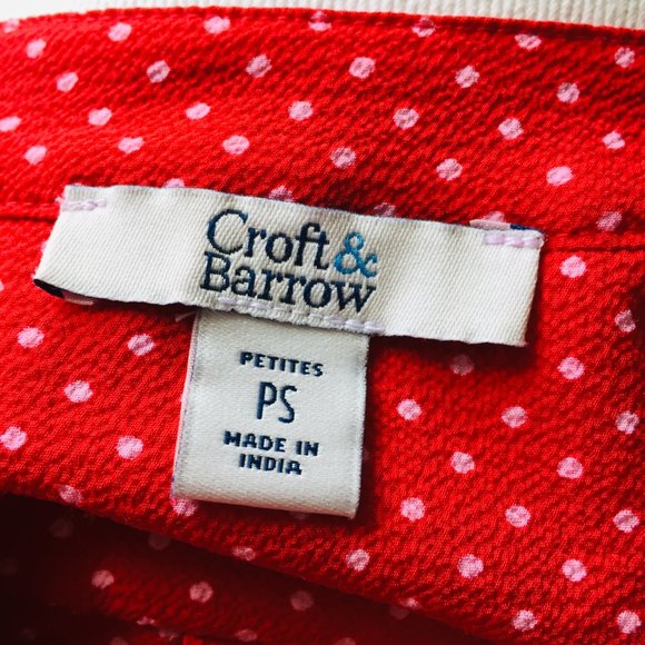 Croft And Barrow Red Polka Dot Sleeveless Blouse Petite Small - Picture 7 of 7